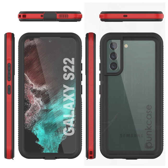 Galaxy S22 Waterproof Case PunkCase Ultimato Red Thin 6.6ft Underwater IP68 Shock/Snow Proof [Red] (Color in image: purple)