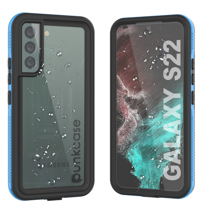 Galaxy S22 Waterproof Case PunkCase Ultimato Light Blue Thin 6.6ft Underwater IP68 ShockProof [Blue] (Color in image: light blue)