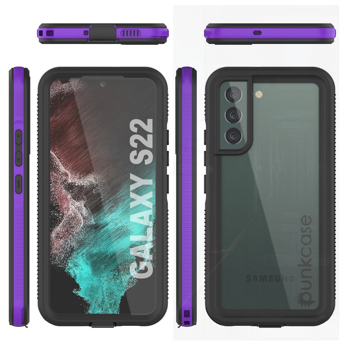 Galaxy S22 Waterproof Case PunkCase Ultimato Purple Thin 6.6ft Underwater IP68 Shock/Snow Proof [Purple] (Color in image: black)