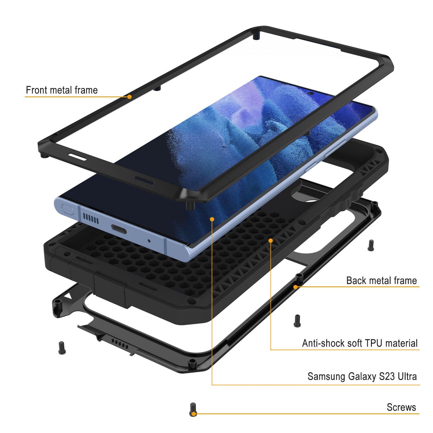 Galaxy S23 Ultra Metal Case, Heavy Duty Military Grade Armor Cover