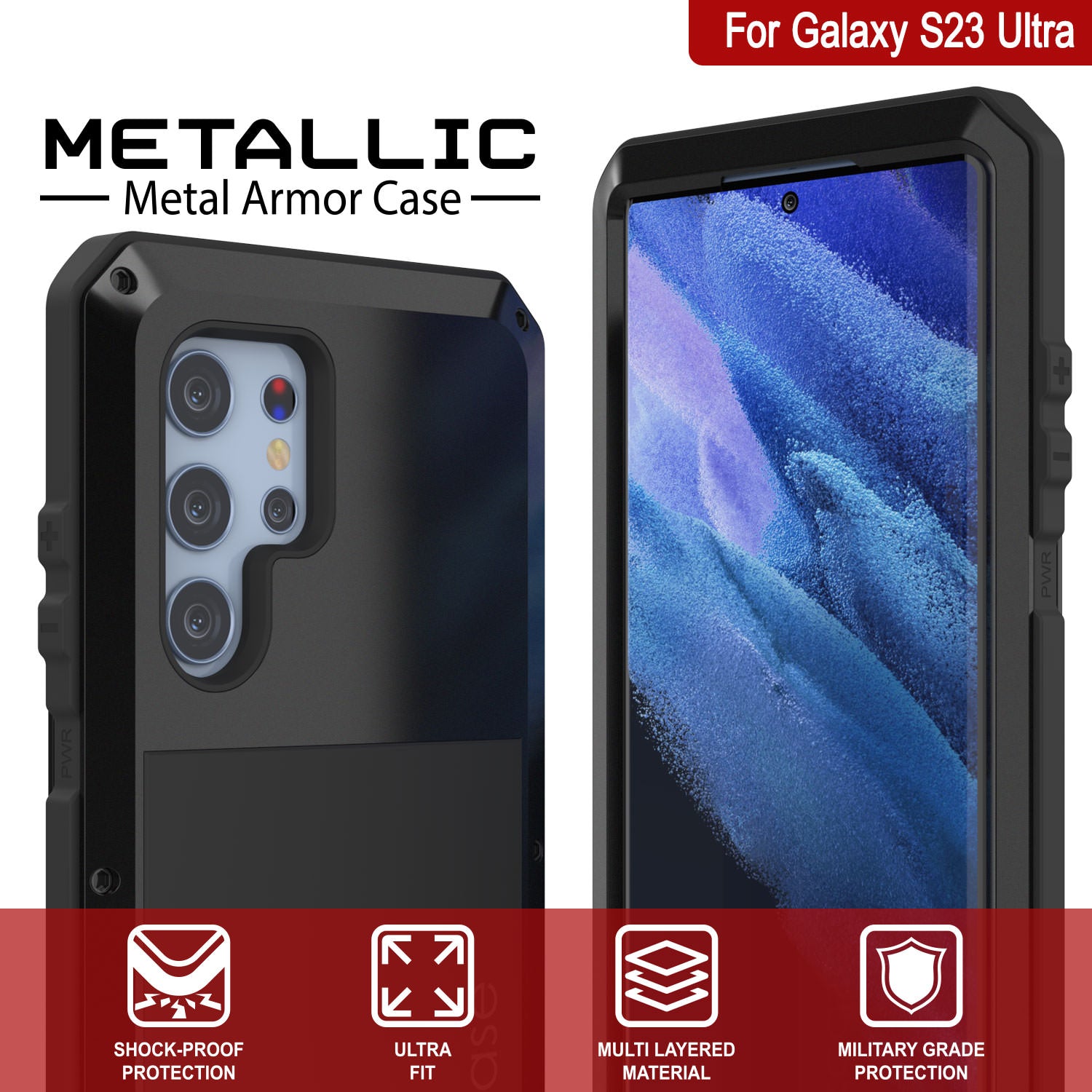 Galaxy S23 Ultra Metal Case, Heavy Duty Military Grade Armor Cover