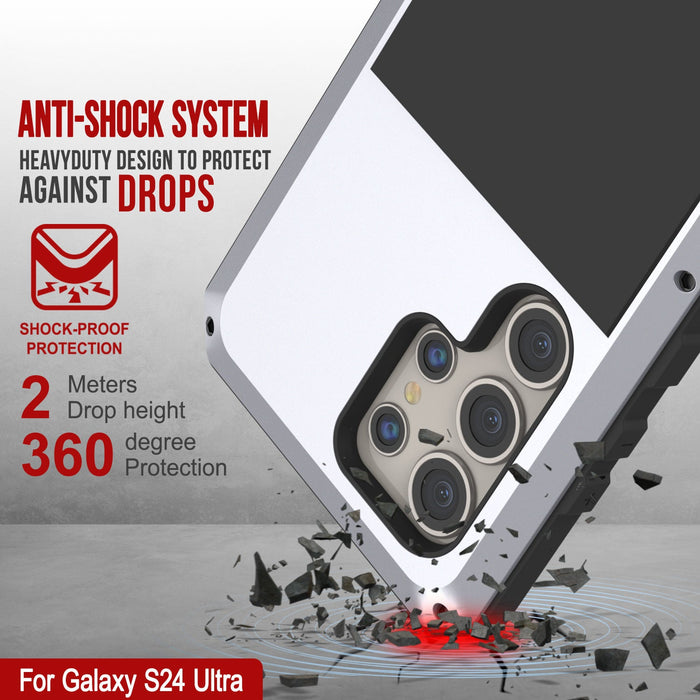 Galaxy S24 Ultra Metal Case, Heavy Duty Military Grade Armor Cover [shock proof] Full Body Hard [White]