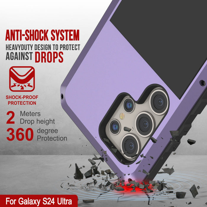 Galaxy S24 Ultra Metal Case, Heavy Duty Military Grade Armor Cover [shock proof] Full Body Hard [Purple]