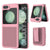 Galaxy Z Flip5 Case With Tempered Glass Screen Protector, Holster Belt Clip & Built-In Kickstand [Pink]