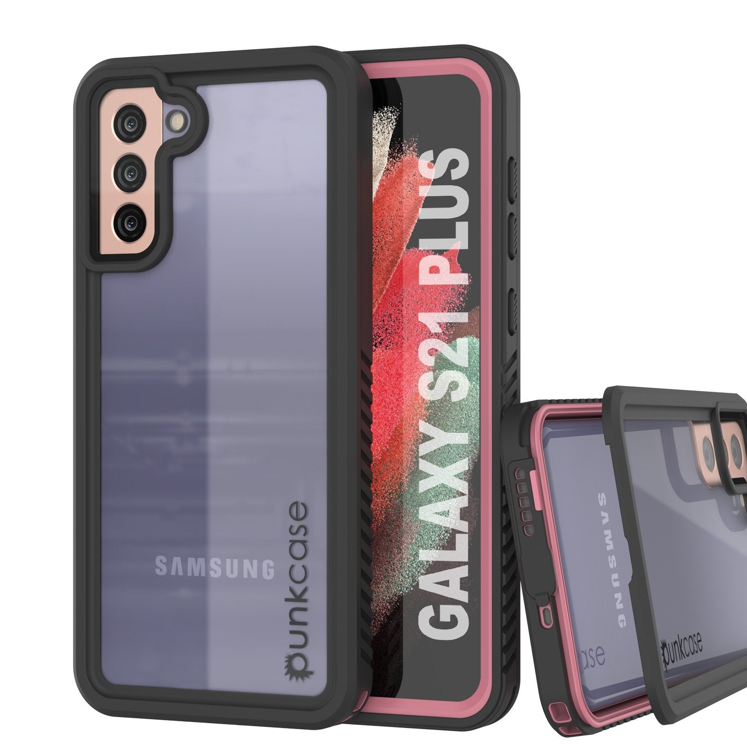 Galaxy S21+ Plus Water/Shock/Snowproof [Extreme Series] Slim Screen Protector Case [Pink] (Color in image: Pink)