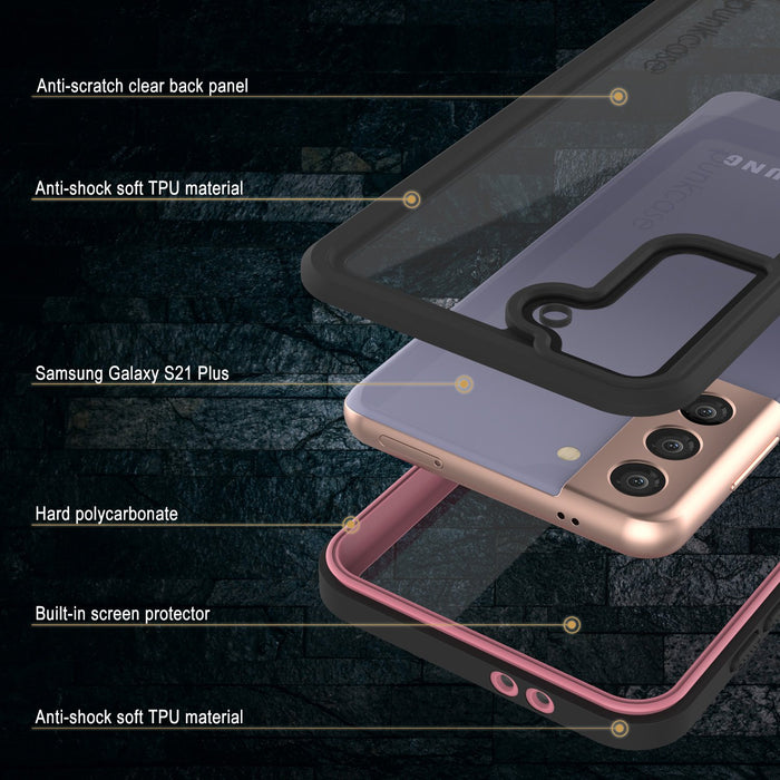 Galaxy S21+ Plus Water/Shock/Snowproof [Extreme Series] Slim Screen Protector Case [Pink] (Color in image: Black)