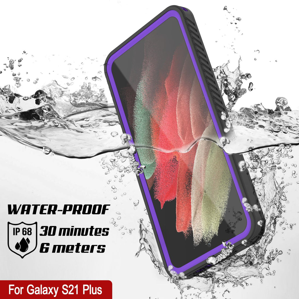 Galaxy S21+ Plus Water/Shockproof [Extreme Series] Slim Screen Protector Case [Purple] (Color in image: Light blue)