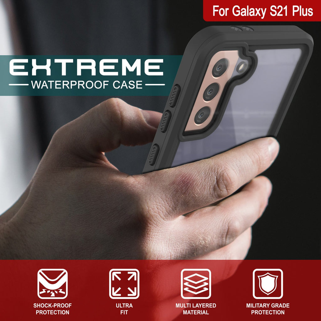 Galaxy S21+ Plus Water/Shock/Snowproof [Extreme Series] Slim Screen Protector Case [Red] (Color in image: Black)