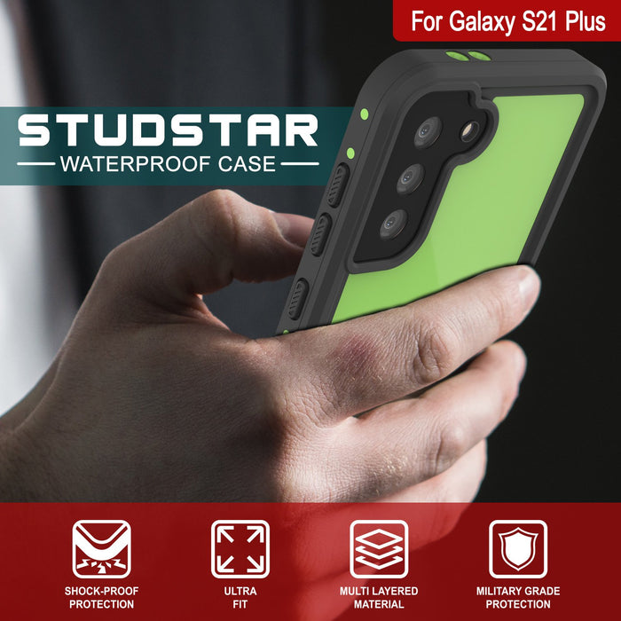 Galaxy S21+ Plus Waterproof Case PunkCase StudStar Light Green Thin 6.6ft Underwater IP68 ShockProof (Color in image: light blue)