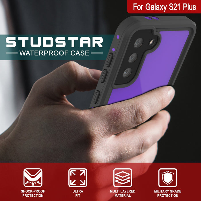 Galaxy S21+ Plus Waterproof Case PunkCase StudStar Purple Thin 6.6ft Underwater IP68 Shock/Snow Proof (Color in image: light blue)