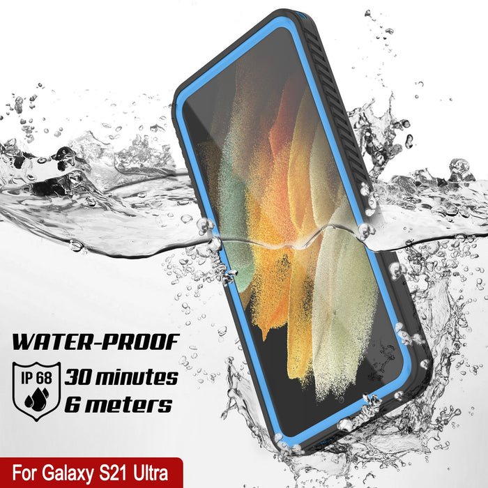 Galaxy S21 Ultra Water/Shock/Snow/dirt proof [Extreme Series] Slim Case [Light Blue] (Color in image: Black)