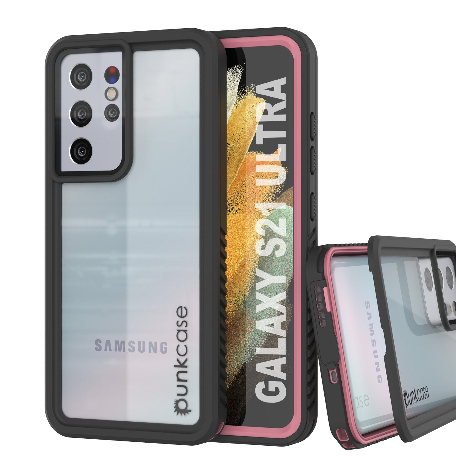 Galaxy S21 Ultra Water/Shock/Snowproof [Extreme Series] Slim Screen Protector Case [Pink] (Color in image: Pink)