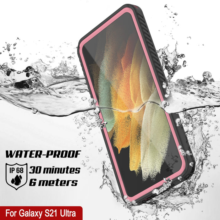 Galaxy S21 Ultra Water/Shock/Snowproof [Extreme Series] Slim Screen Protector Case [Pink] (Color in image: Light blue)