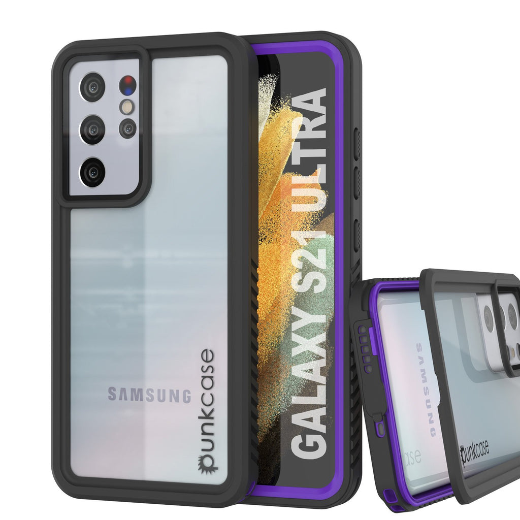 Galaxy S21 Ultra Water/Shockproof [Extreme Series] Slim Screen Protector Case [Purple] (Color in image: Purple)