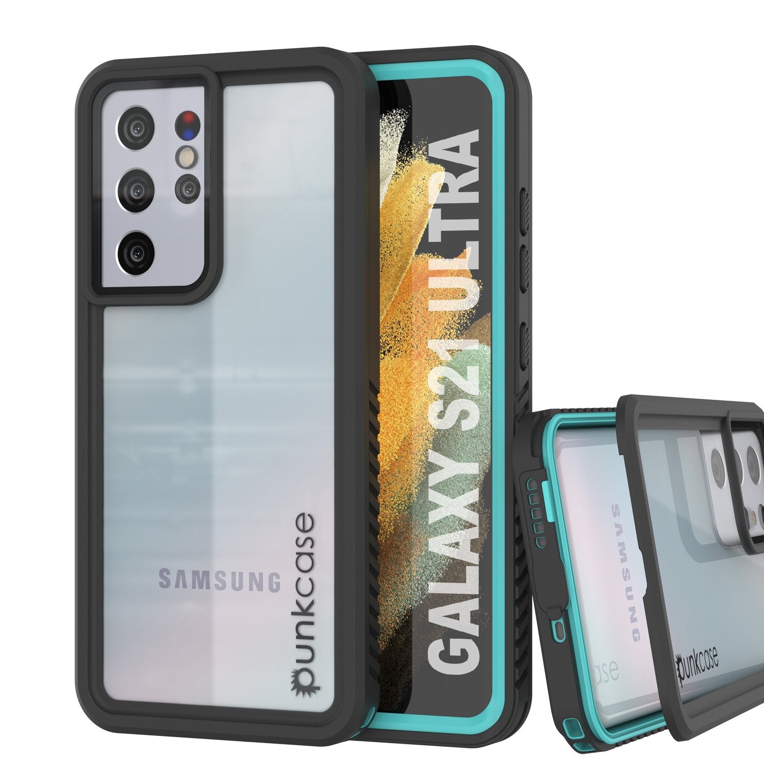 Galaxy S21 Ultra Water/Shock/Snowproof [Extreme Series]  Screen Protector Case [Teal] (Color in image: Teal)