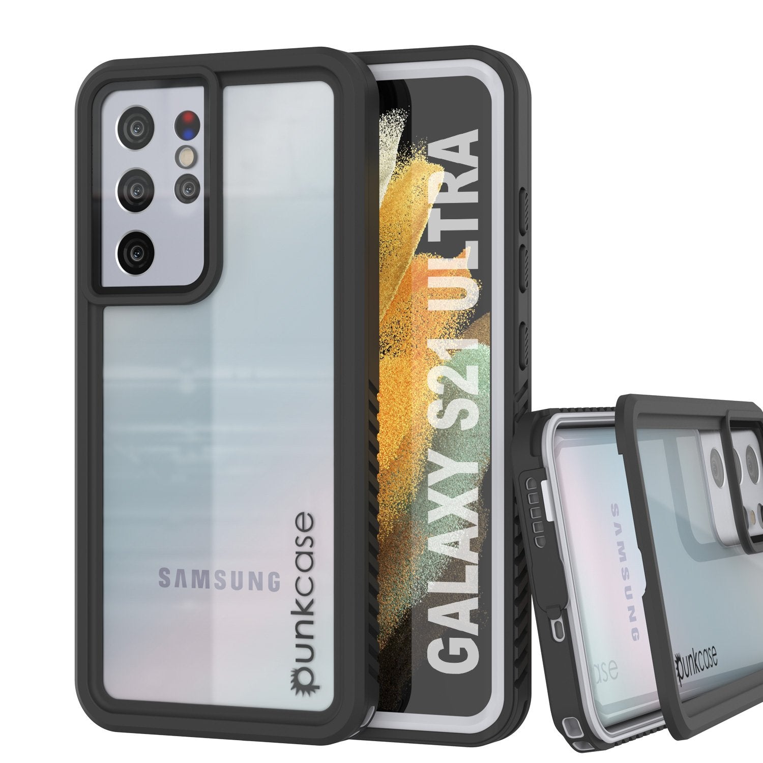 Galaxy S21 Ultra Water/Shock/Snow/dirt proof [Extreme Series] Punkcase Slim Case [White] (Color in image: White)