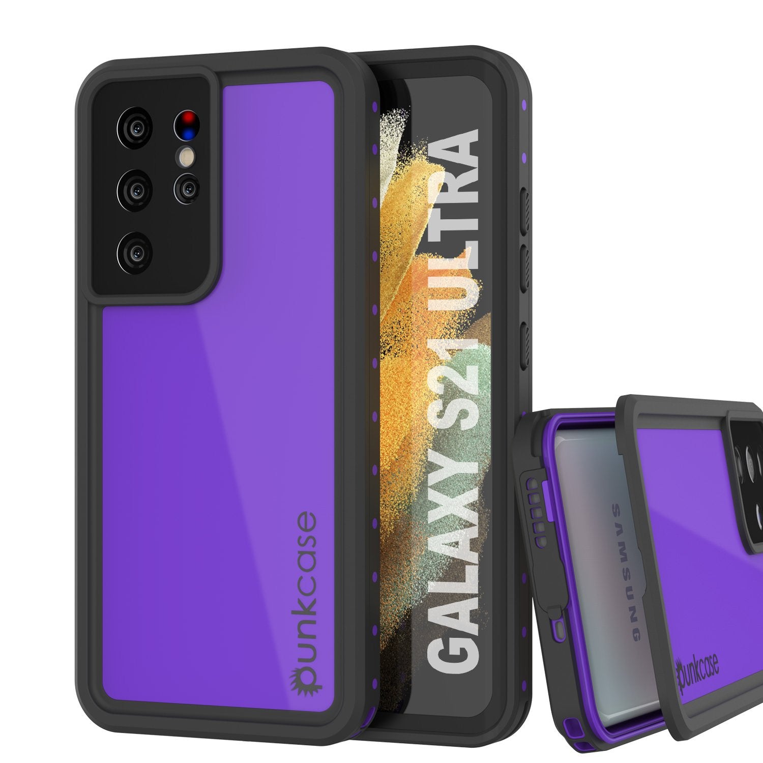 Galaxy S21 Ultra Waterproof Case PunkCase StudStar Purple Thin 6.6ft Underwater IP68 Shock/Snow Proof (Color in image: purple)