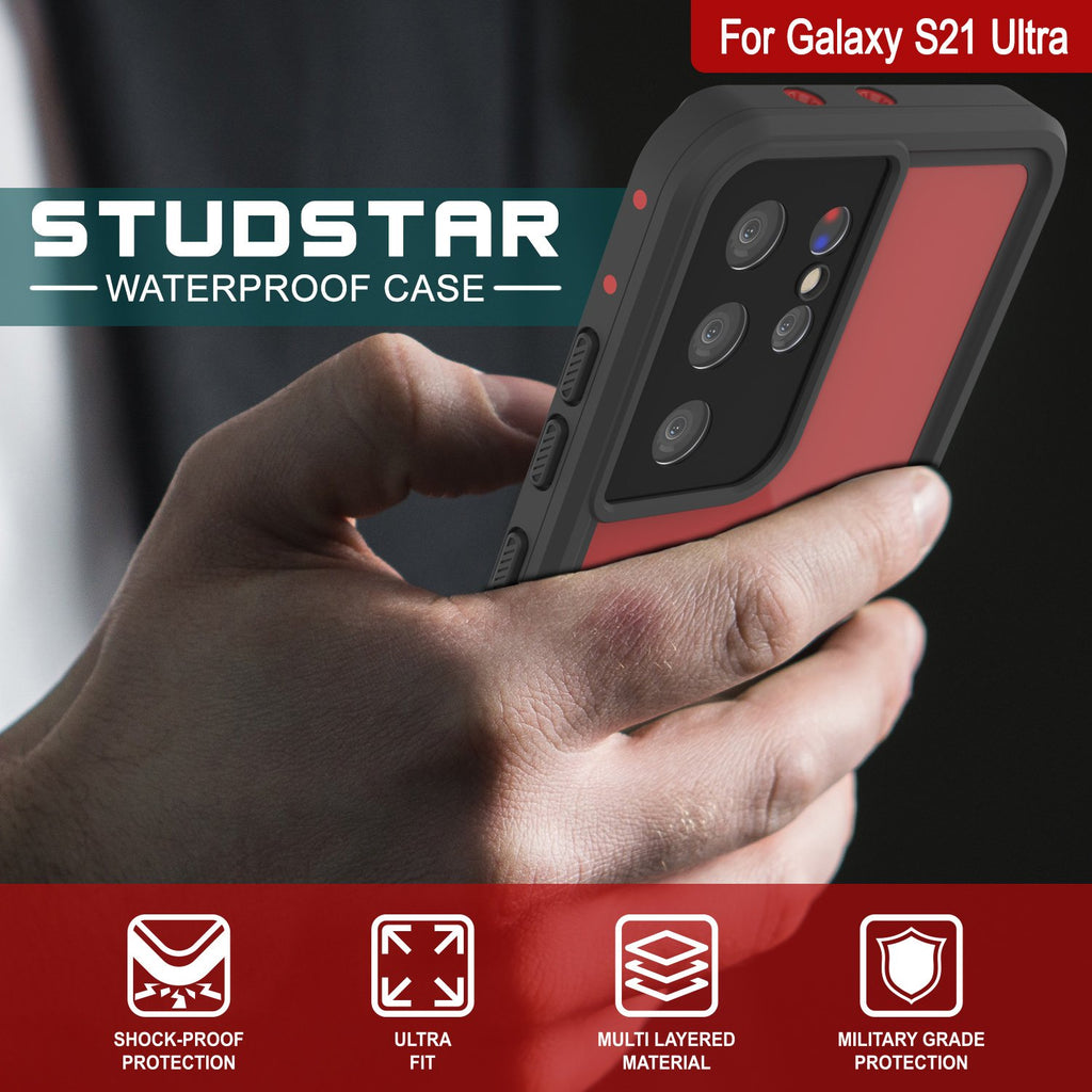 Galaxy S21 Ultra Waterproof Case PunkCase StudStar Red Thin 6.6ft Underwater IP68 Shock/Snow Proof (Color in image: light blue)