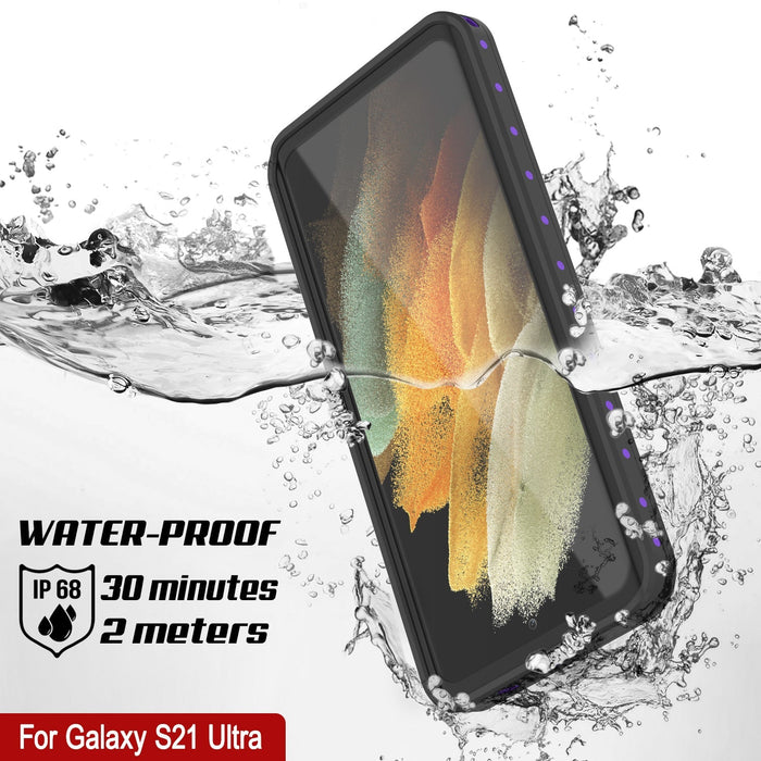 Galaxy S22 Ultra Waterproof Case PunkCase StudStar Purple Thin 6.6ft Underwater IP68 Shock/Snow Proof (Color in image: white)