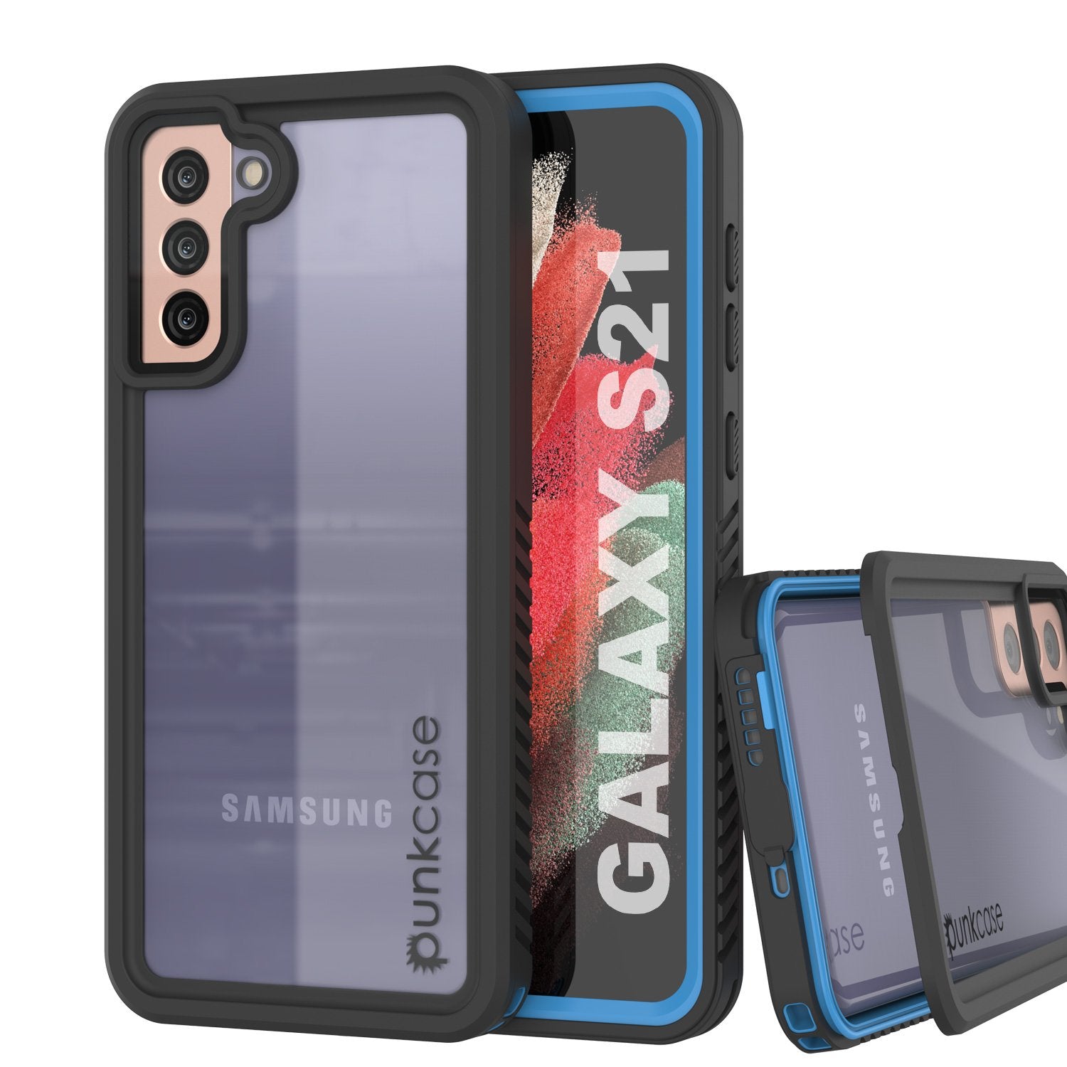 Galaxy S21 Water/Shock/Snow/dirt proof [Extreme Series] Slim Case [Light Blue] (Color in image: Light blue)