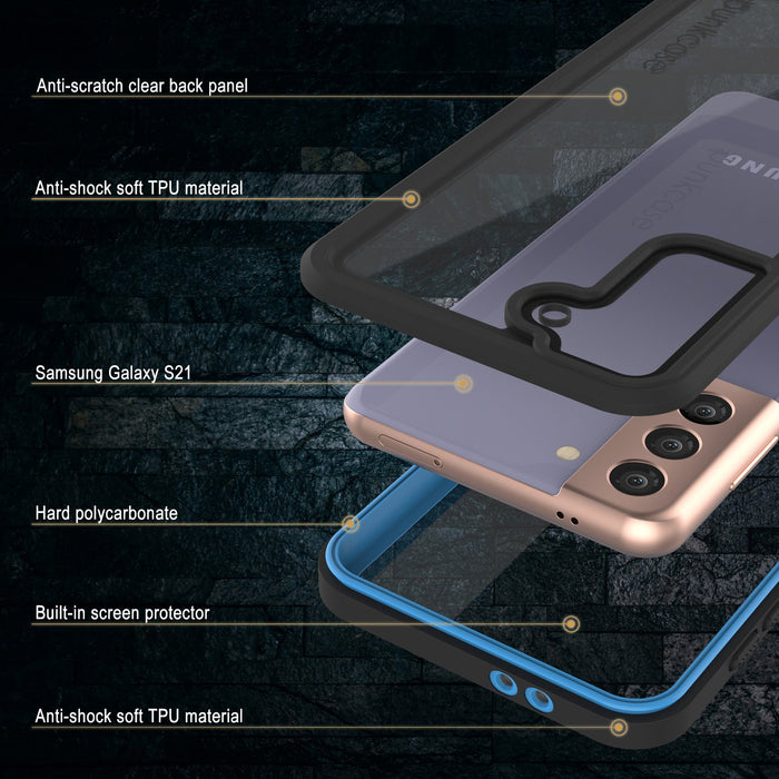 Galaxy S21 Water/Shock/Snow/dirt proof [Extreme Series] Slim Case [Light Blue] (Color in image: Purple)