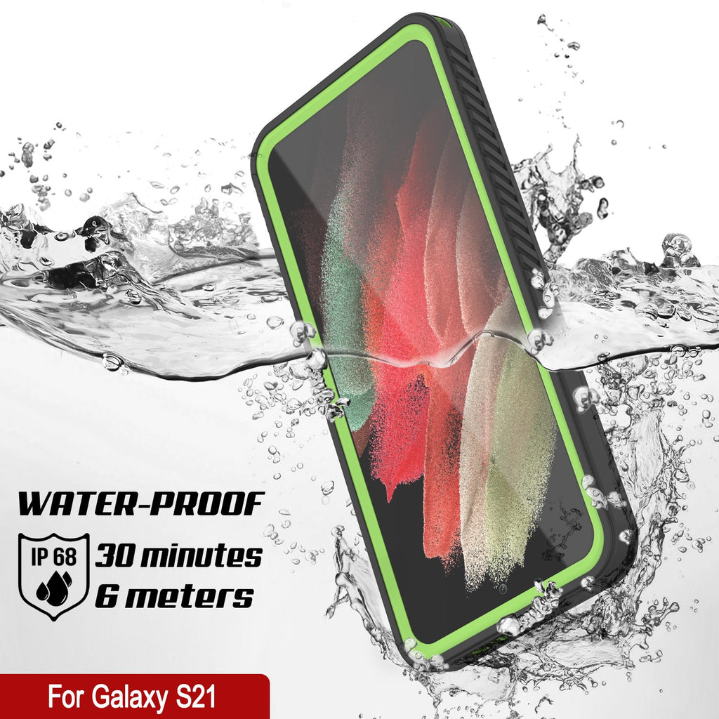 Galaxy S21 Water/Shockproof [Extreme Series] Screen Protector Case [Light Green] (Color in image: Black)