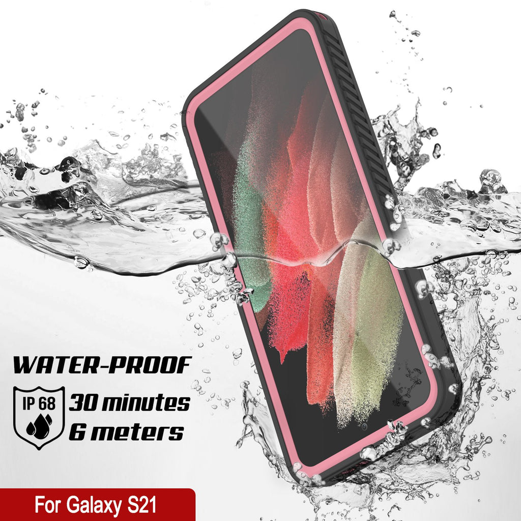 Galaxy S21 Water/Shock/Snowproof [Extreme Series] Slim Screen Protector Case [Pink] (Color in image: Light blue)