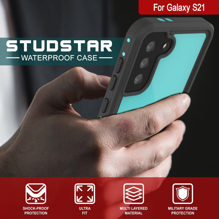 Galaxy S22 Waterproof Case PunkCase StudStar Teal Thin 6.6ft Underwater IP68 Shock/Snow Proof (Color in image: light blue)