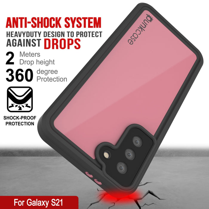 Galaxy S21 Waterproof Case PunkCase StudStar Pink Thin 6.6ft Underwater IP68 Shock/Snow Proof (Color in image: black)