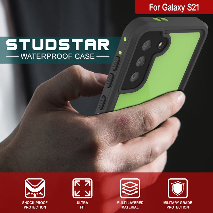 Galaxy S21 Waterproof Case PunkCase StudStar Light Green Thin 6.6ft Underwater IP68 ShockProof (Color in image: light blue)