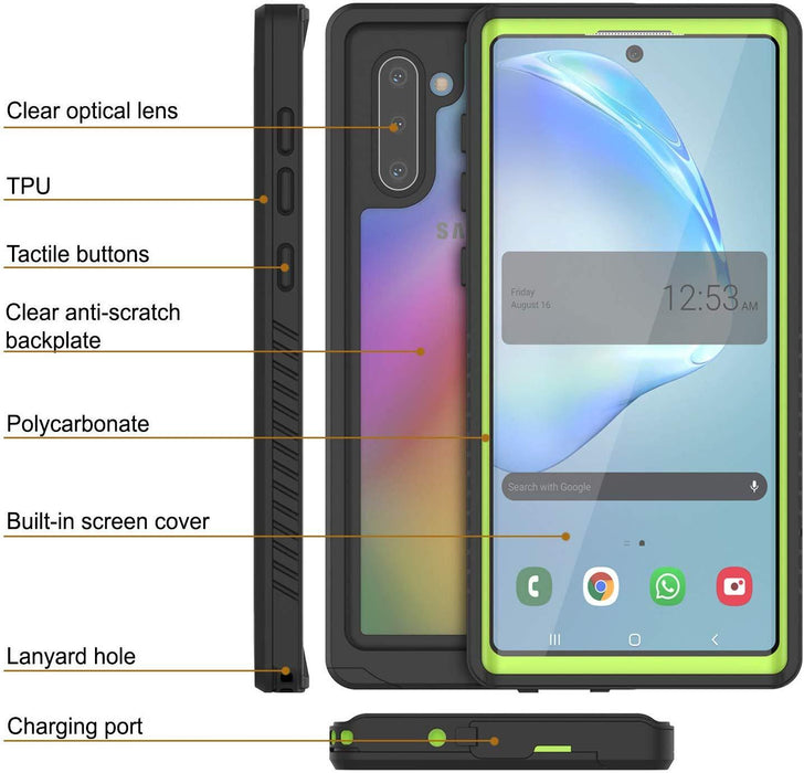 Galaxy Note 10 Case, Punkcase [Extreme Series] Armor Cover W/ Built In Screen Protector [Light Green] (Color in image: White)