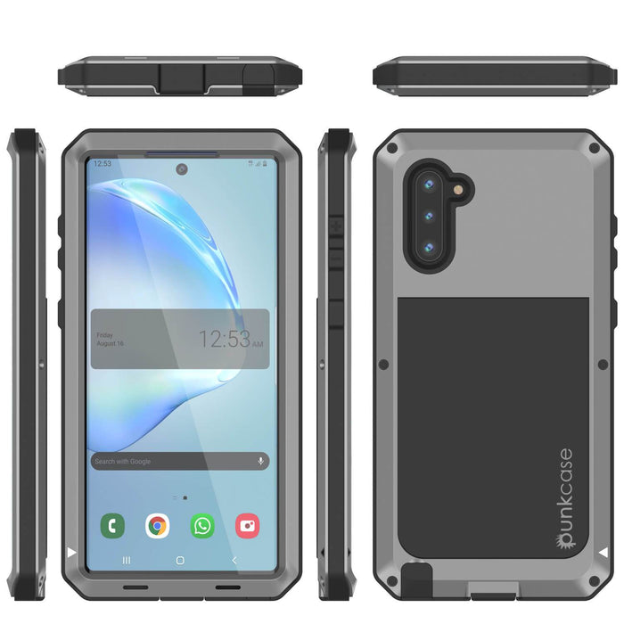 Galaxy Note 10  Case, PUNKcase Metallic Silver Shockproof  Slim Metal Armor Case [Silver] 