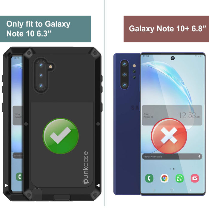 Galaxy Note 10 Case, PUNKcase Metallic Black Shockproof  Slim Metal Armor Case [Black] 