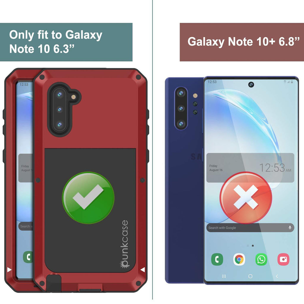 Galaxy Note 10  Case, PUNKcase Metallic Red Shockproof  Slim Metal Armor Case [Red] 