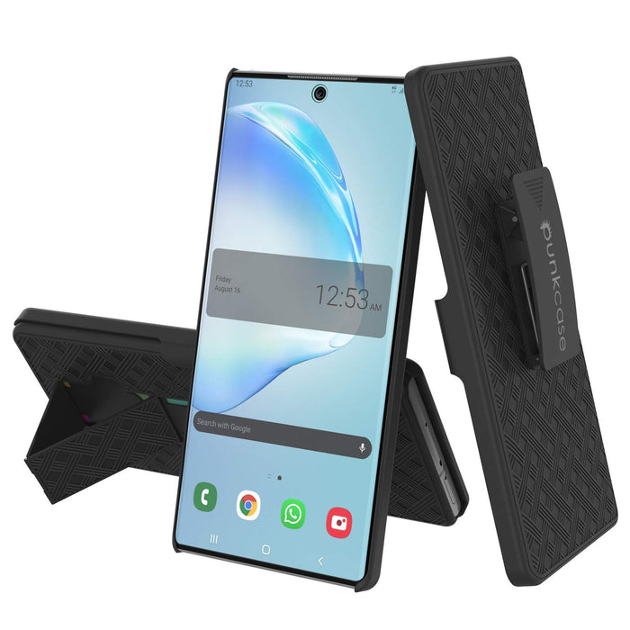 PunkCase Galaxy Note 10 Case with Screen Protector, Holster Belt Clip & Built-in Kickstand [Black] 