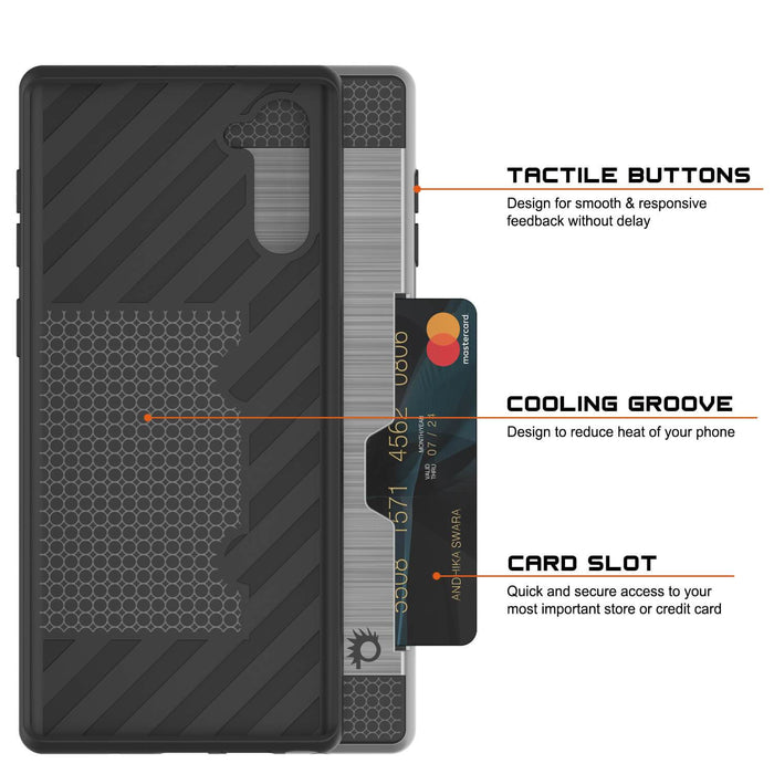 Galaxy Note 10+ Plus Case, PUNKcase [SLOT Series] Slim Fit  Samsung Note 10+ Plus [Silver] (Color in image: Black)