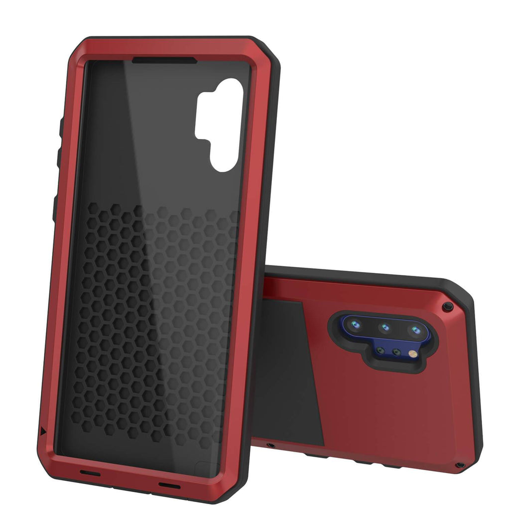 Galaxy Note 10+ Plus  Case, PUNKcase Metallic Red Shockproof  Slim Metal Armor Case [Red] 