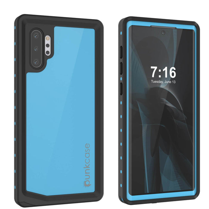 Galaxy Note 10+ Plus Waterproof Case, Punkcase Studstar Light Blue Thin Armor Cover (Color in image: light blue)