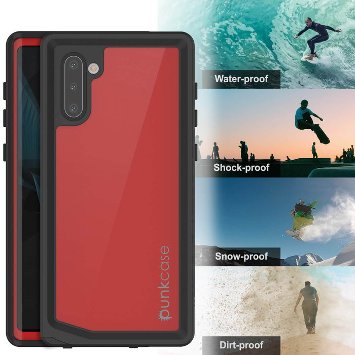 Galaxy Note 10 Waterproof Case, Punkcase Studstar Red Series Thin Armor Cover (Color in image: pink)