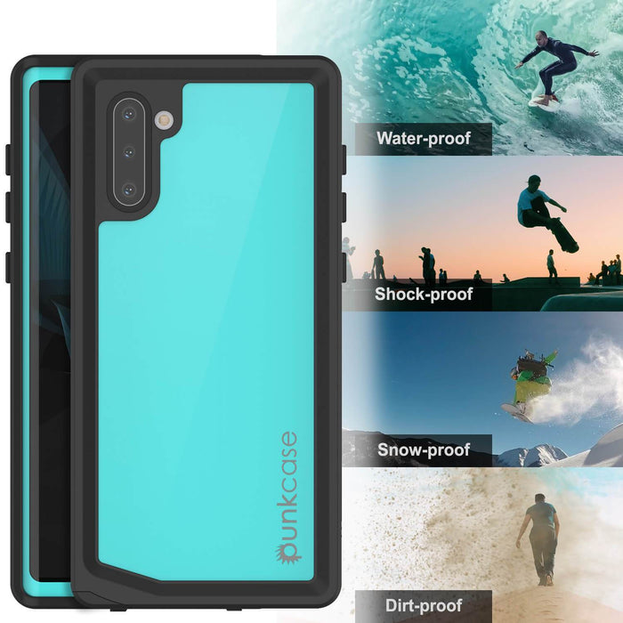 Galaxy Note 10 Waterproof Case, Punkcase Studstar Series Teal Thin Armor Cover (Color in image: pink)