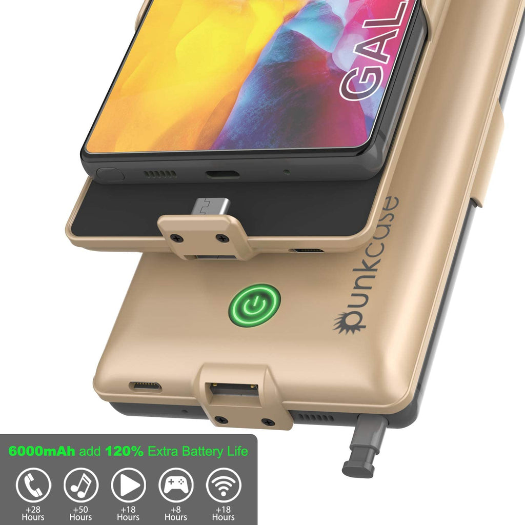 Galaxy Note 20 6000mAH Battery Charger PunkJuice 2.0 Slim Case [Gold] (Color in image: Black)