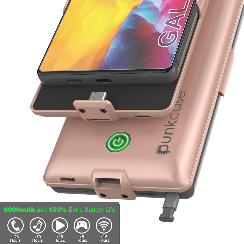 Galaxy Note 20 6000mAH Battery Charger PunkJuice 2.0 Slim Case [Rose-Gold] (Color in image: Black)