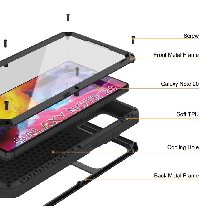 Galaxy Note 20 Ultra Case, PUNKcase Metallic Black Shockproof  Slim Metal Armor Case [Black] (Color in image: neon)
