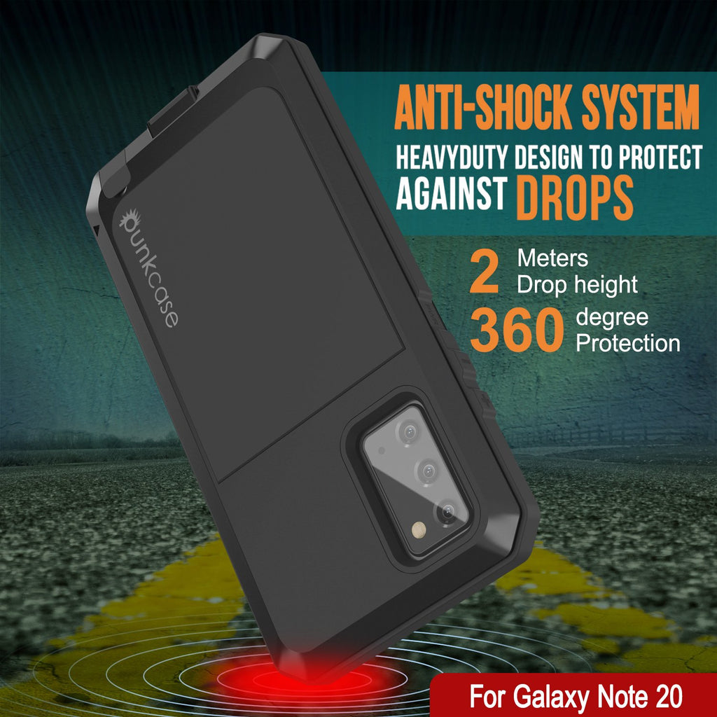 Galaxy Note 20 Case, PUNKcase Metallic Black Shockproof  Slim Metal Armor Case [Black] (Color in image: gold)