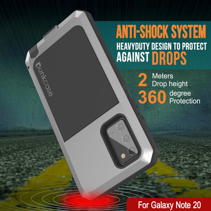 Galaxy Note 20  Case, PUNKcase Metallic Silver Shockproof  Slim Metal Armor Case [Silver] (Color in image: gold)
