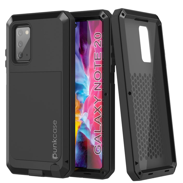 Galaxy Note 20 Case, PUNKcase Metallic Black Shockproof  Slim Metal Armor Case [Black] (Color in image: black)