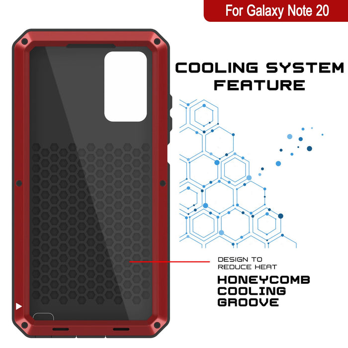 Galaxy Note 20  Case, PUNKcase Metallic Red Shockproof  Slim Metal Armor Case [Red] (Color in image: black)