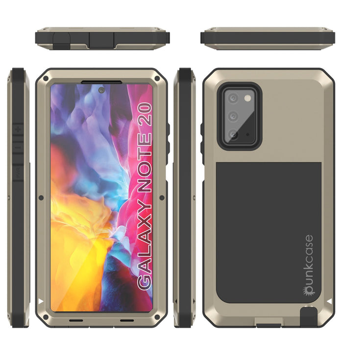 Galaxy Note 20  Case, PUNKcase Metallic Gold Shockproof  Slim Metal Armor Case [Gold] (Color in image: white)