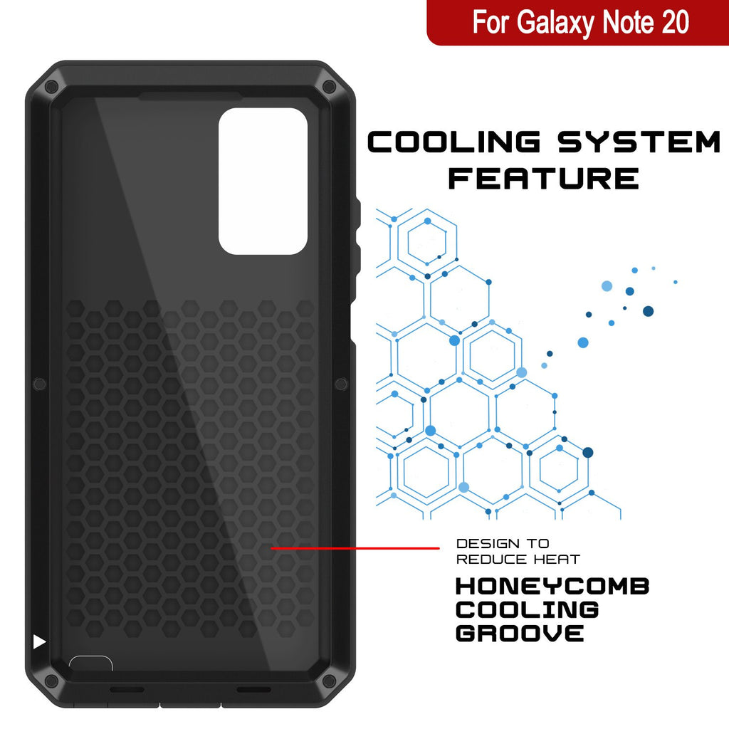 Galaxy Note 20 Case, PUNKcase Metallic Black Shockproof  Slim Metal Armor Case [Black] (Color in image: silver)