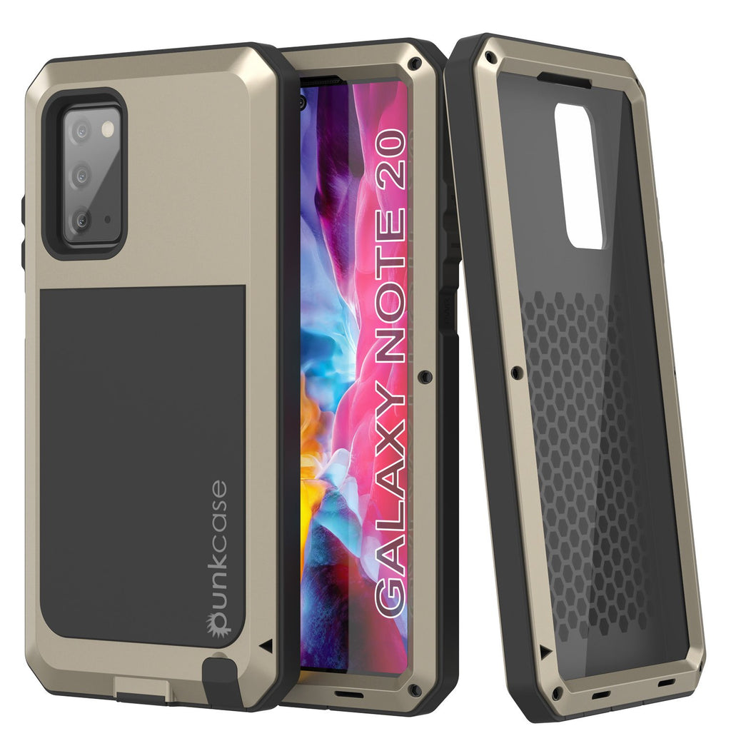 Galaxy Note 20  Case, PUNKcase Metallic Gold Shockproof  Slim Metal Armor Case [Gold] (Color in image: gold)